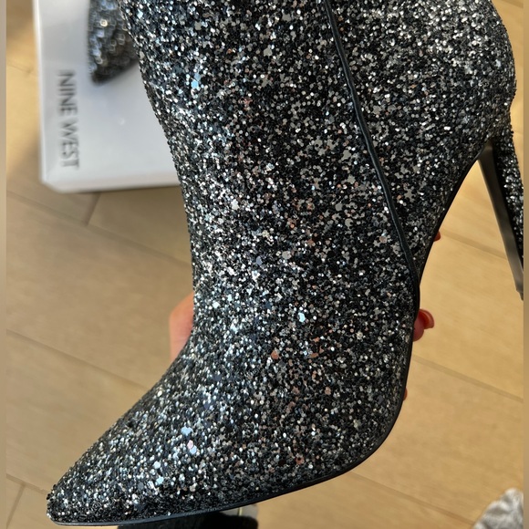 Nine West Pointed Toe Booties - Black Sparkle - Picture 3 of 4